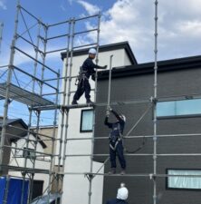 足場,ビケ,現場,BX,部材,狭小地,チームワーク
